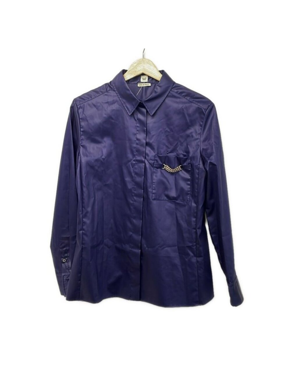 Hermes Long Sleeve Shirt Blouse M Navy Chain